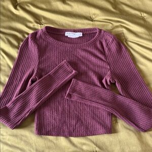 Urban Outfitters Ribbed Long Sleeve Tee - Brown
